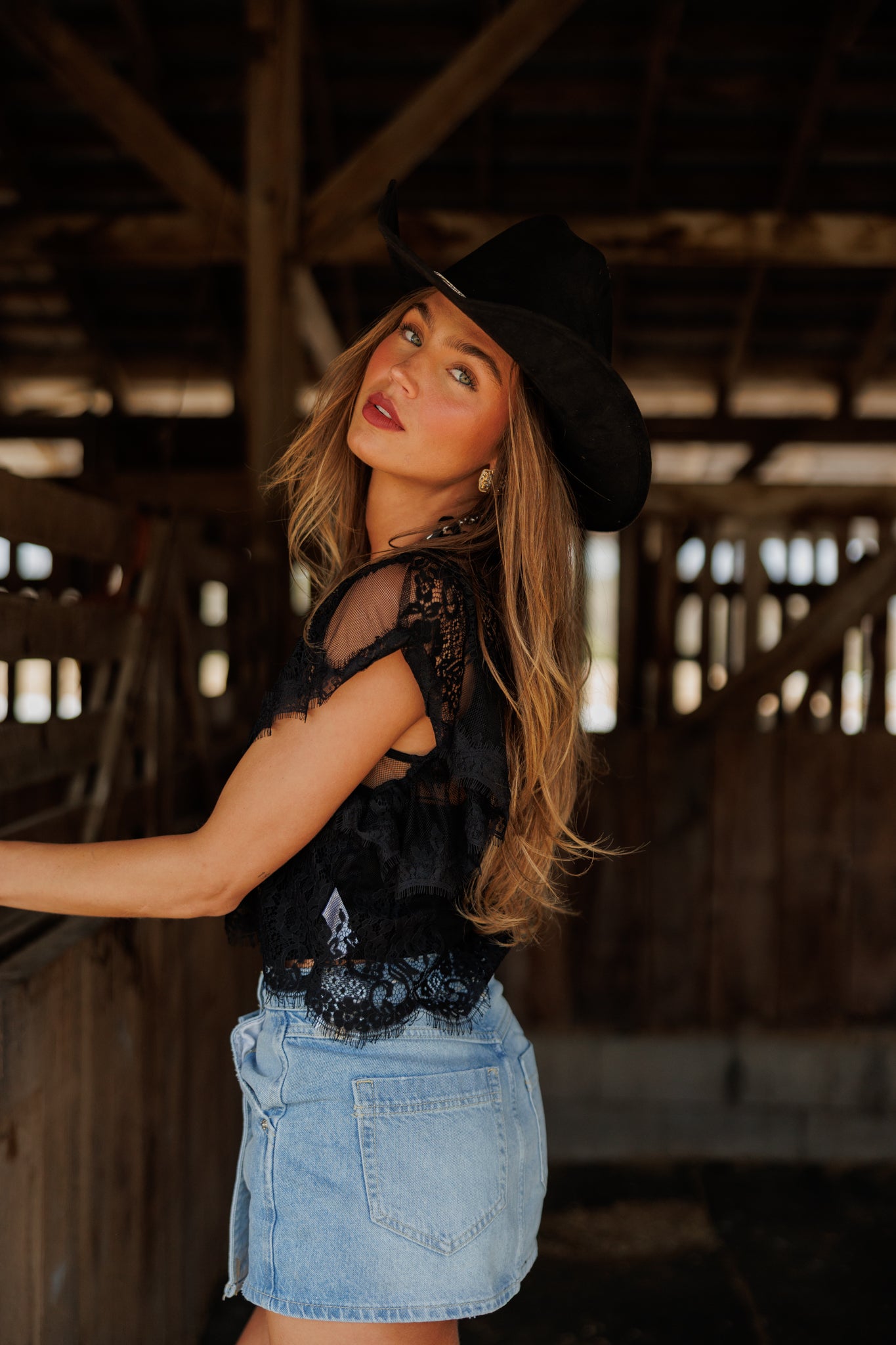 "Marren" Lace Top in Black