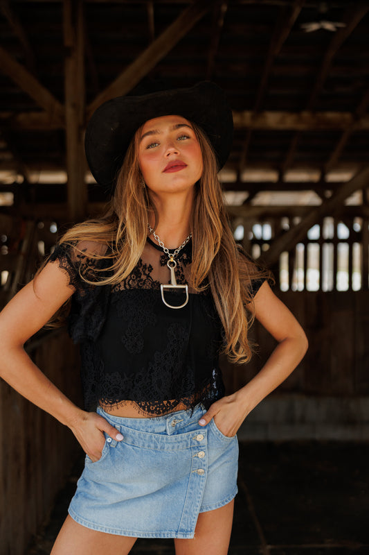 "Marren" Lace Top in Black