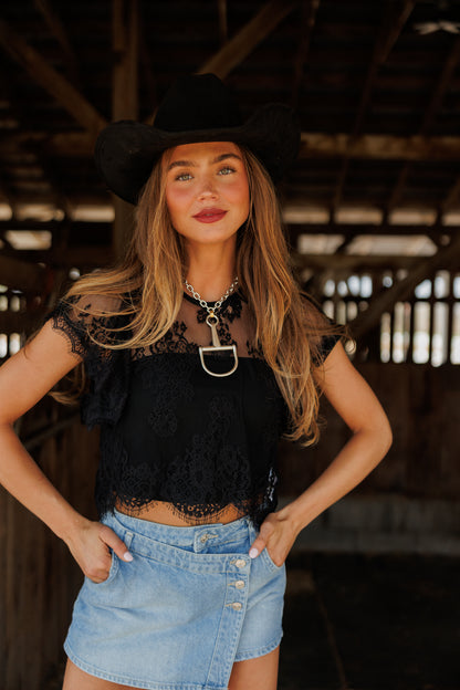 "Marren" Lace Top in Black