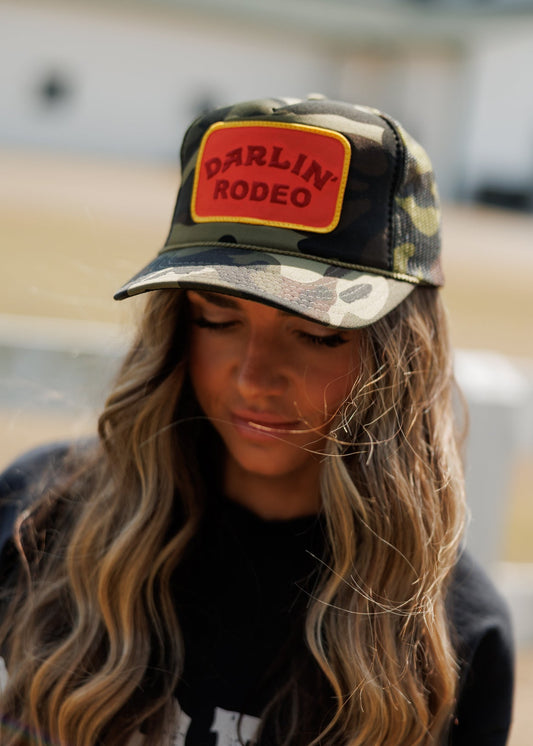 NEW!! Darlin' Neon Rodeo Patch Trucker in Camo