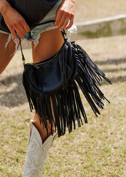 "Headliner" Fringe Purse in Black