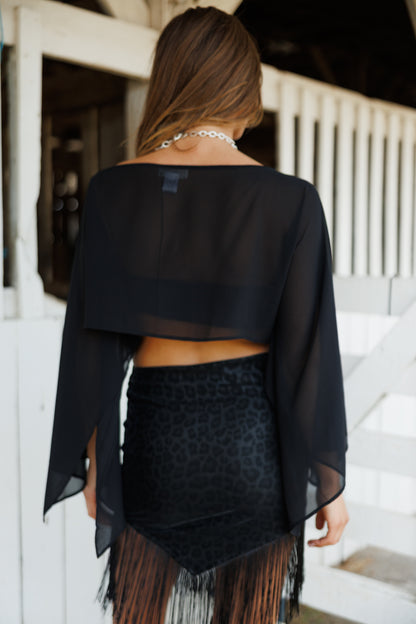 "Wilson" Leopard Print Asymmetric Fringe Skirt