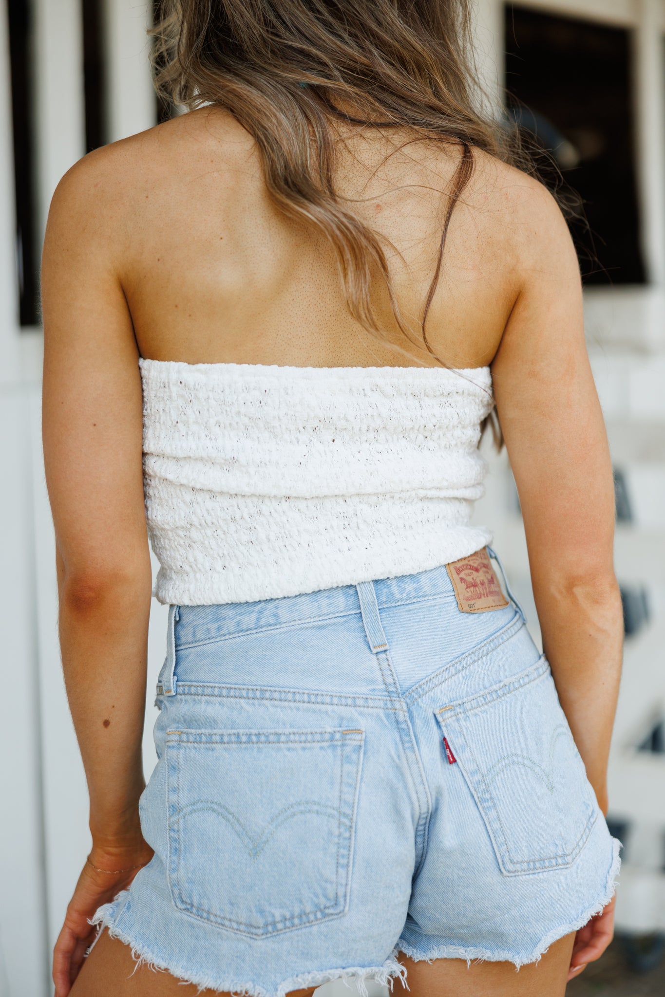 "Rodeo Rose" Lace Bandeau Top in Ivory