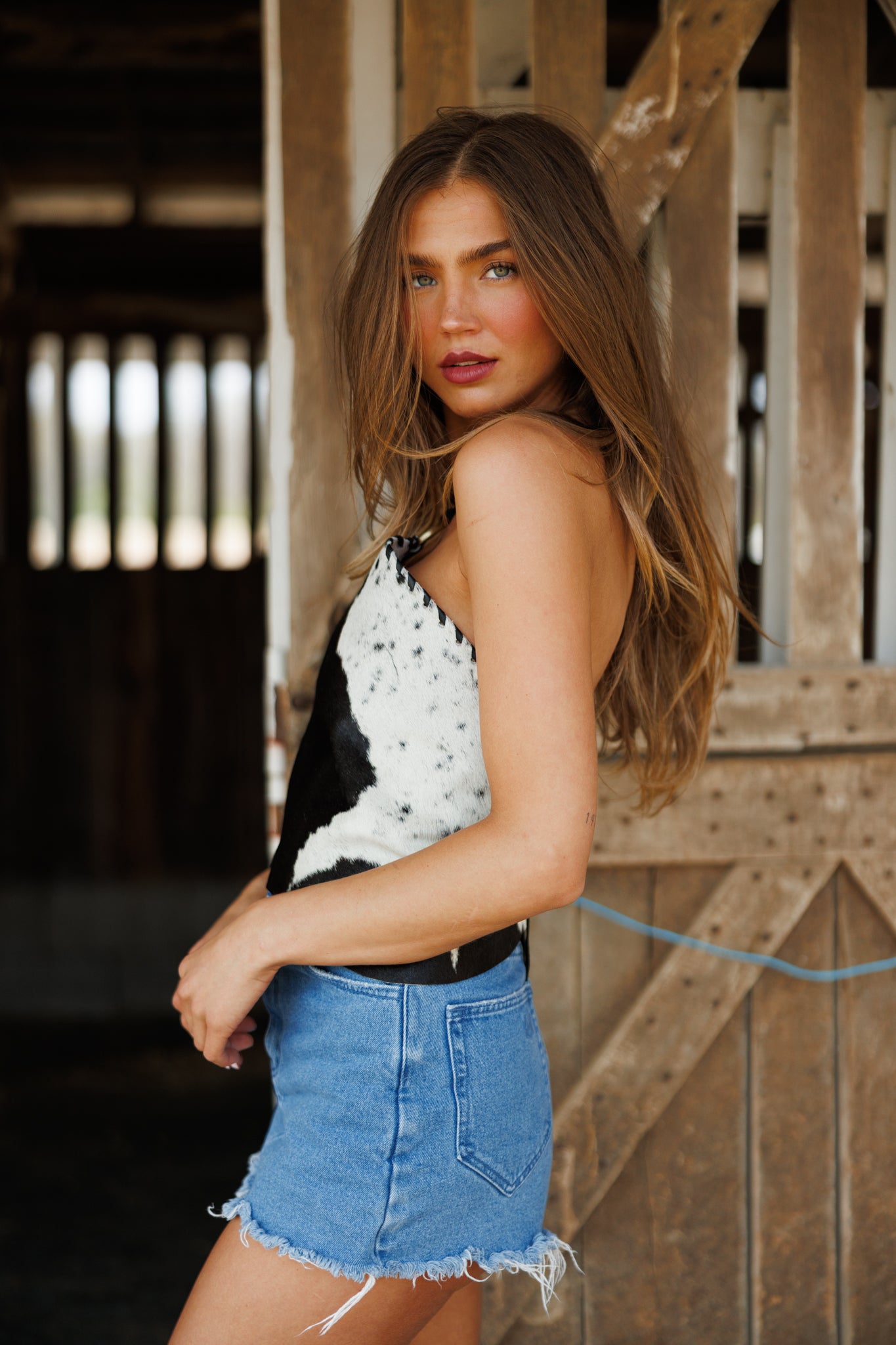 "Icon Status" Cowhide Halter Top