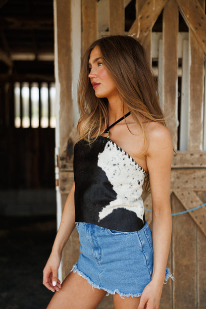 "Icon Status" Cowhide Halter Top