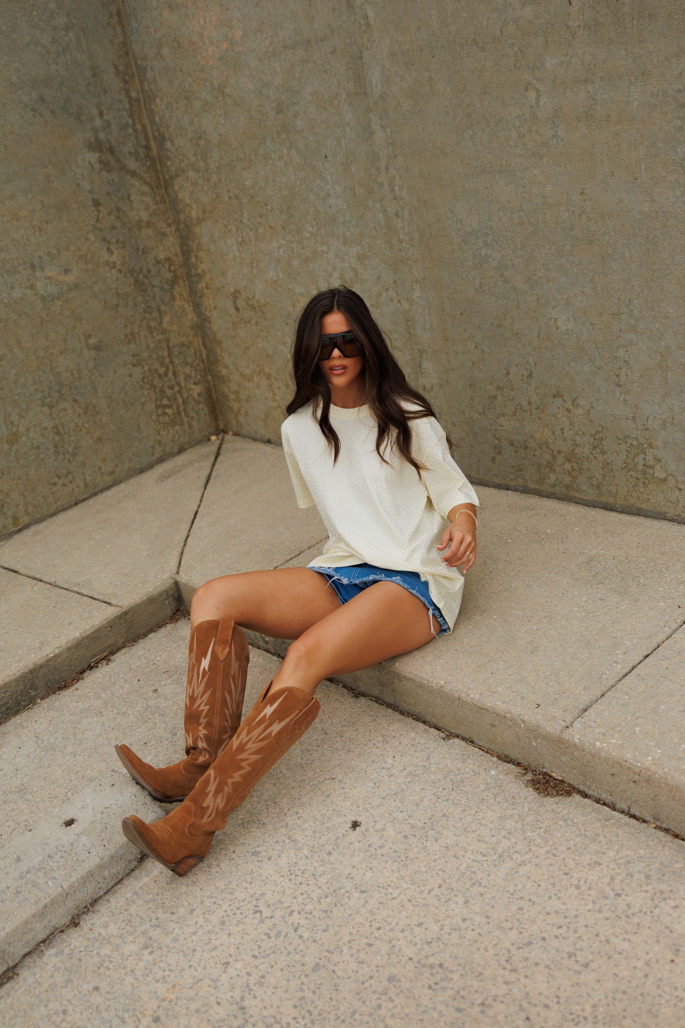 "Brooklyn" Rhinestone Tee in Yellow