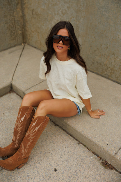 "Brooklyn" Rhinestone Tee in Yellow