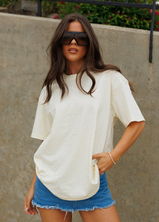 "Brooklyn" Rhinestone Tee in Yellow