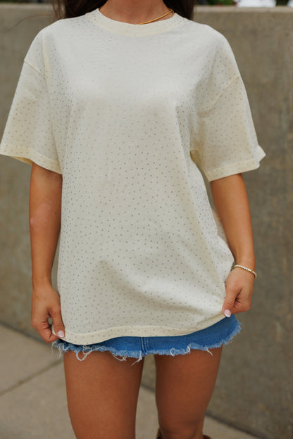 "Brooklyn" Rhinestone Tee in Yellow