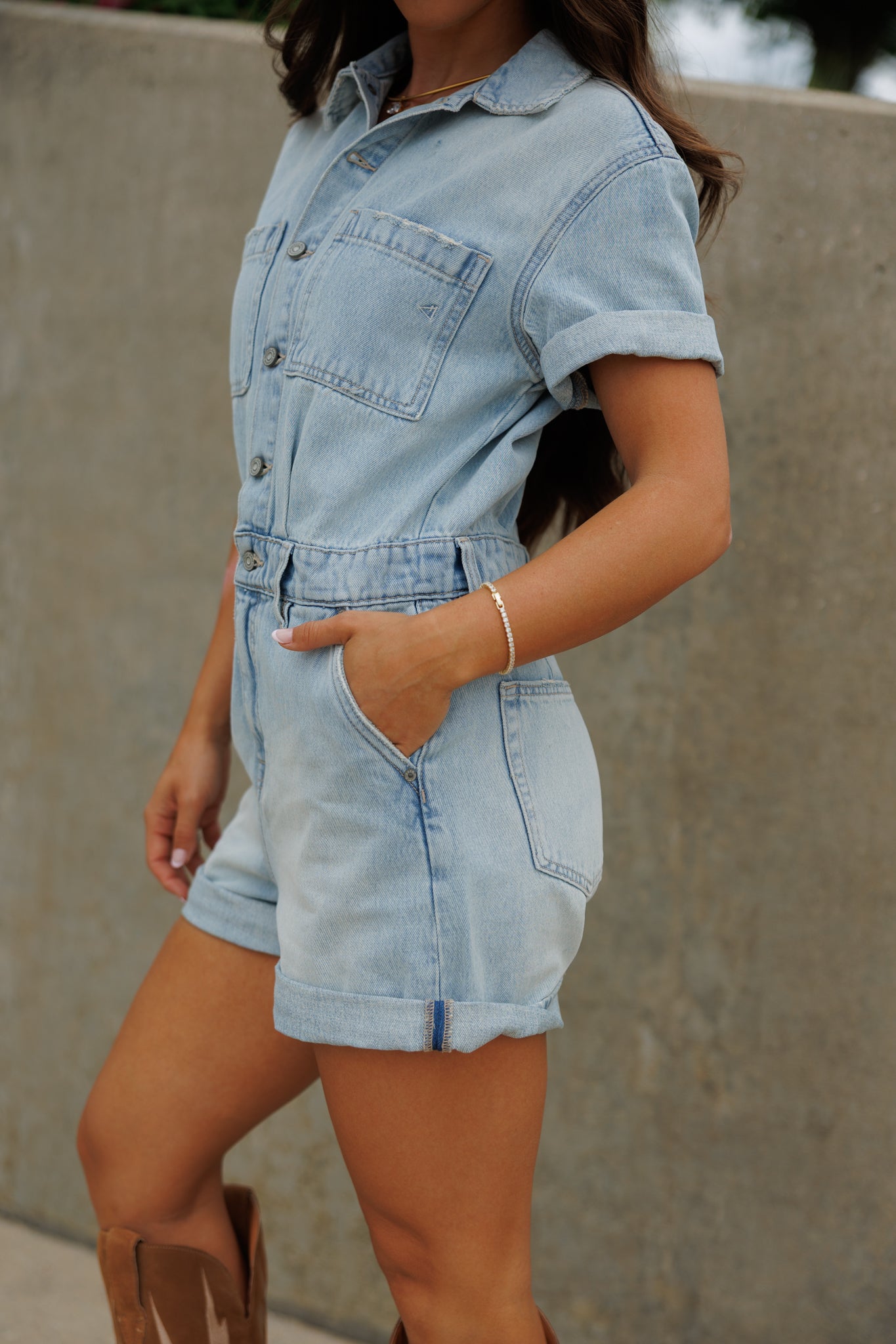The Dylan Romper in Medium Light