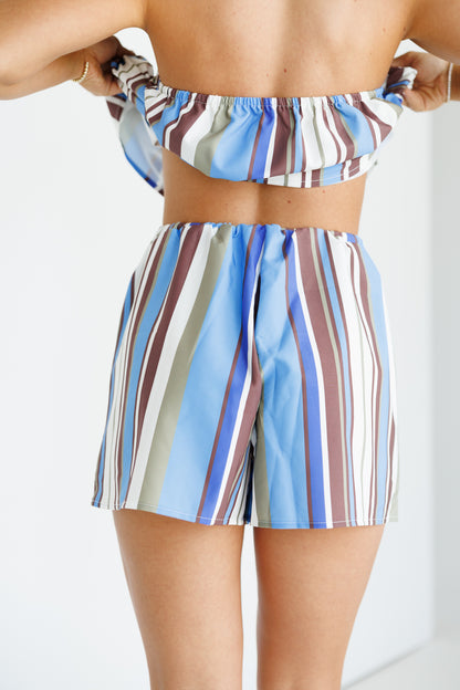 Strapless Striped 2 Piece Set
