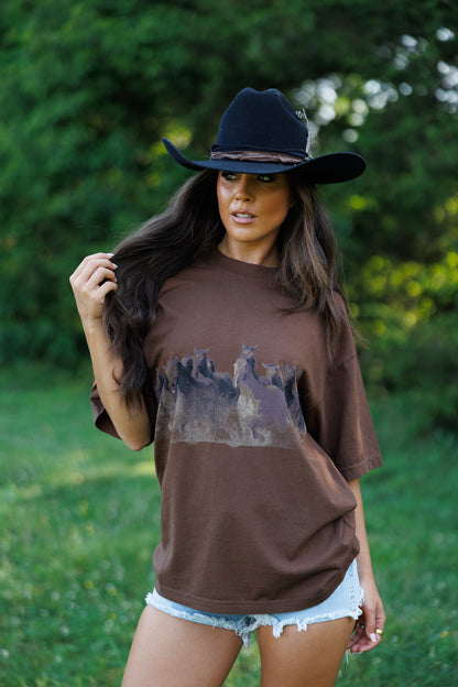 Wild Horse Short Sleeve Tee in Brown