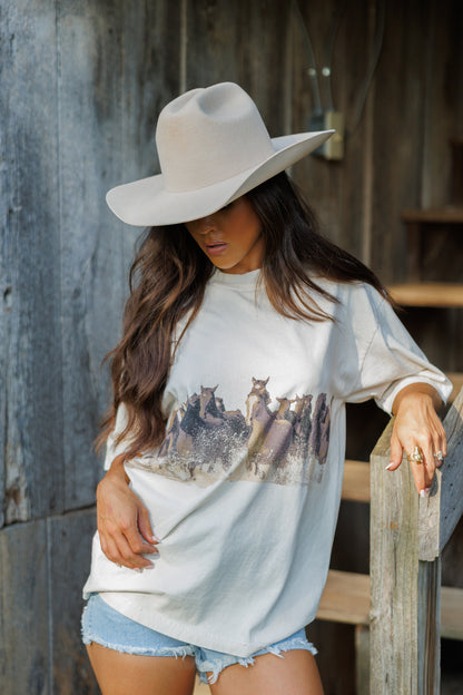 Wild Horse Short Sleeve Tee in Ivory