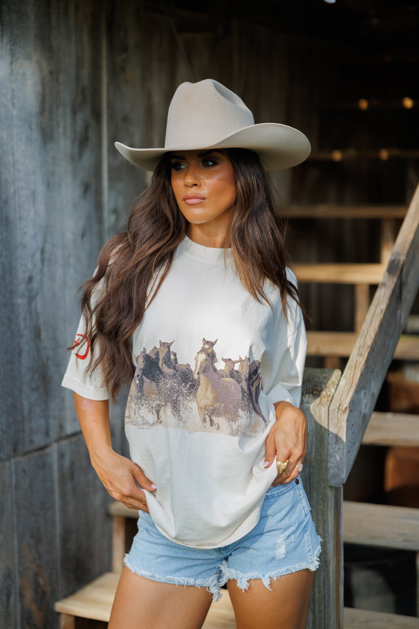 Wild Horse Short Sleeve Tee in Ivory