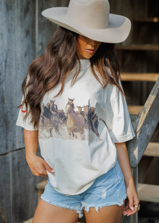 Wild Horse Short Sleeve Tee in Ivory