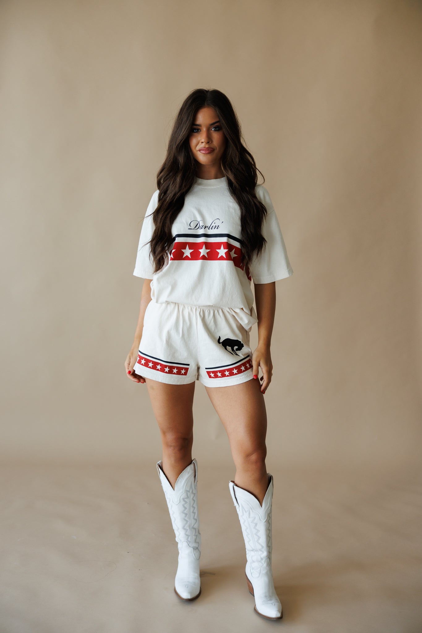 Spangled Short Sleeve Tee in Creme