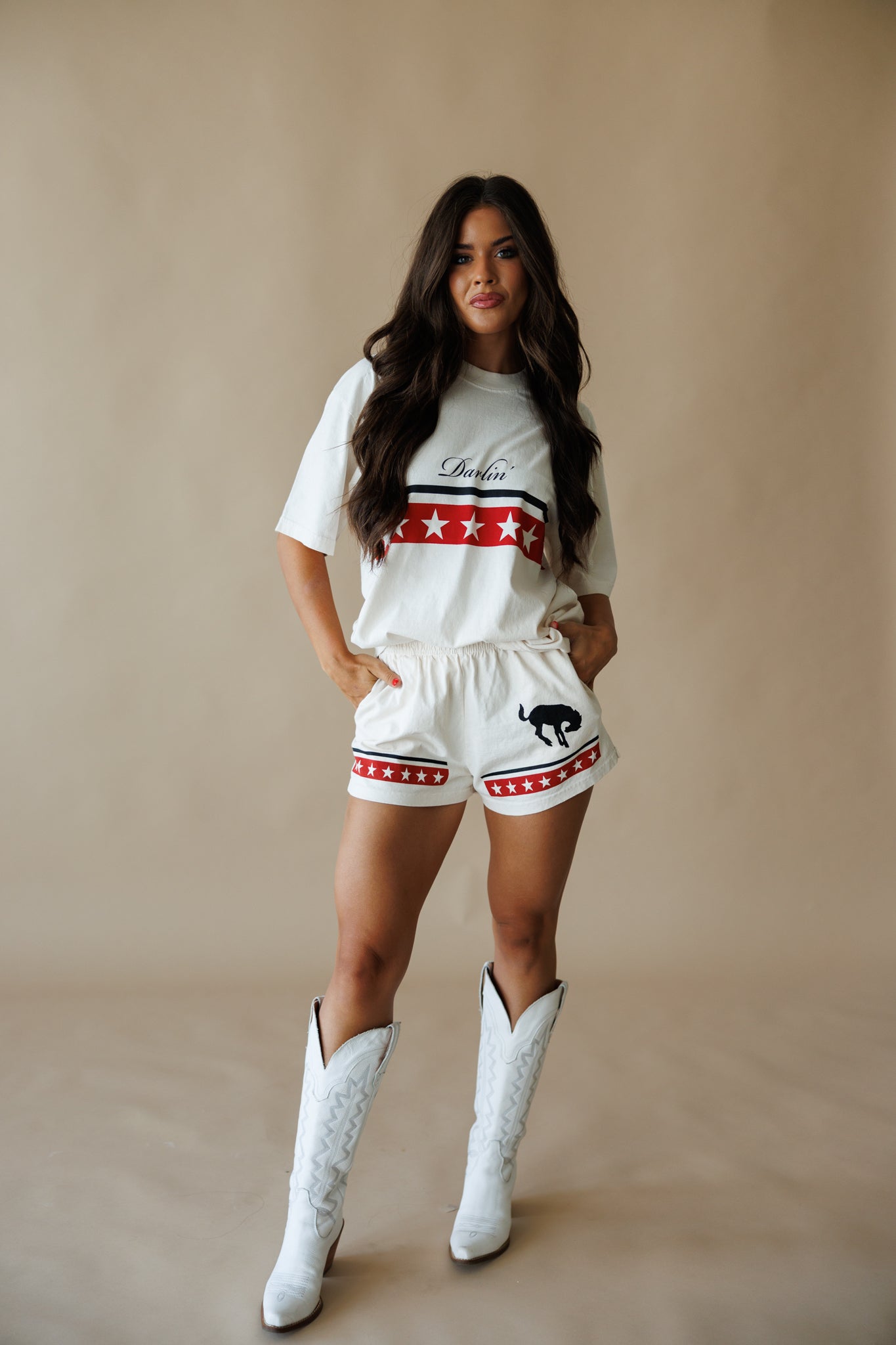 Spangled Short Sleeve Tee in Creme