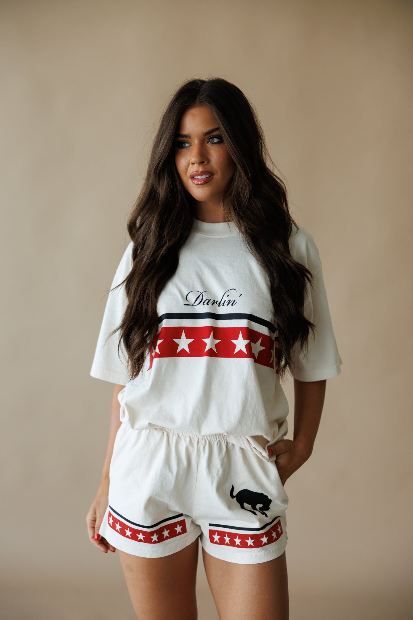 Spangled Heavy Jersey Short in Creme