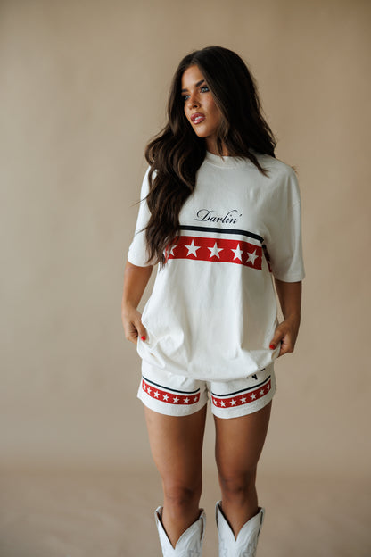 Spangled Short Sleeve Tee in Creme