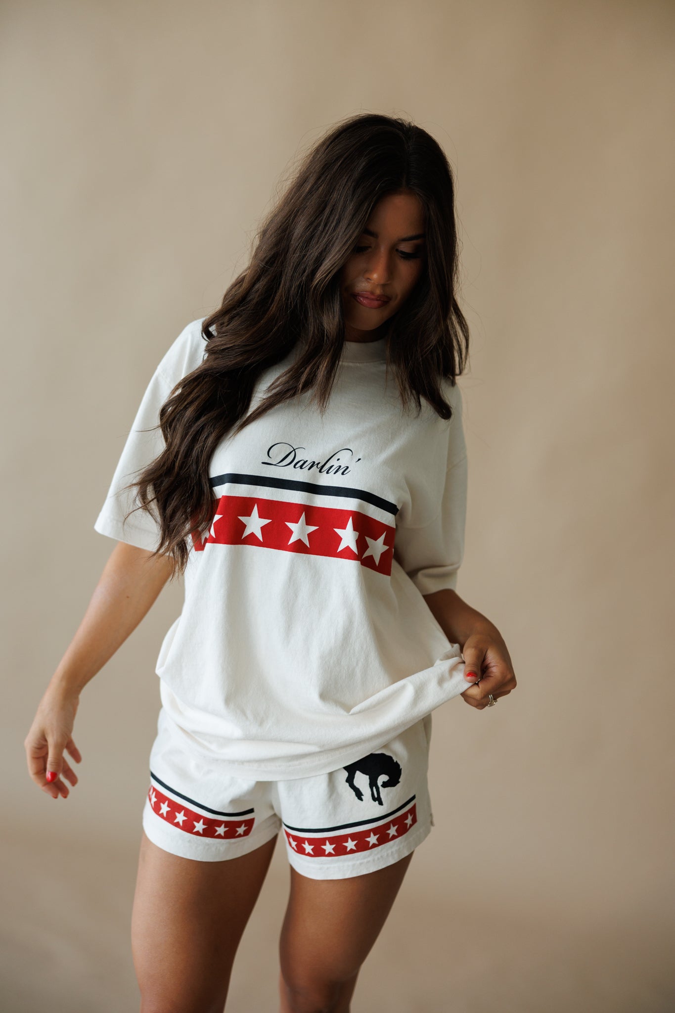 Spangled Short Sleeve Tee in Creme