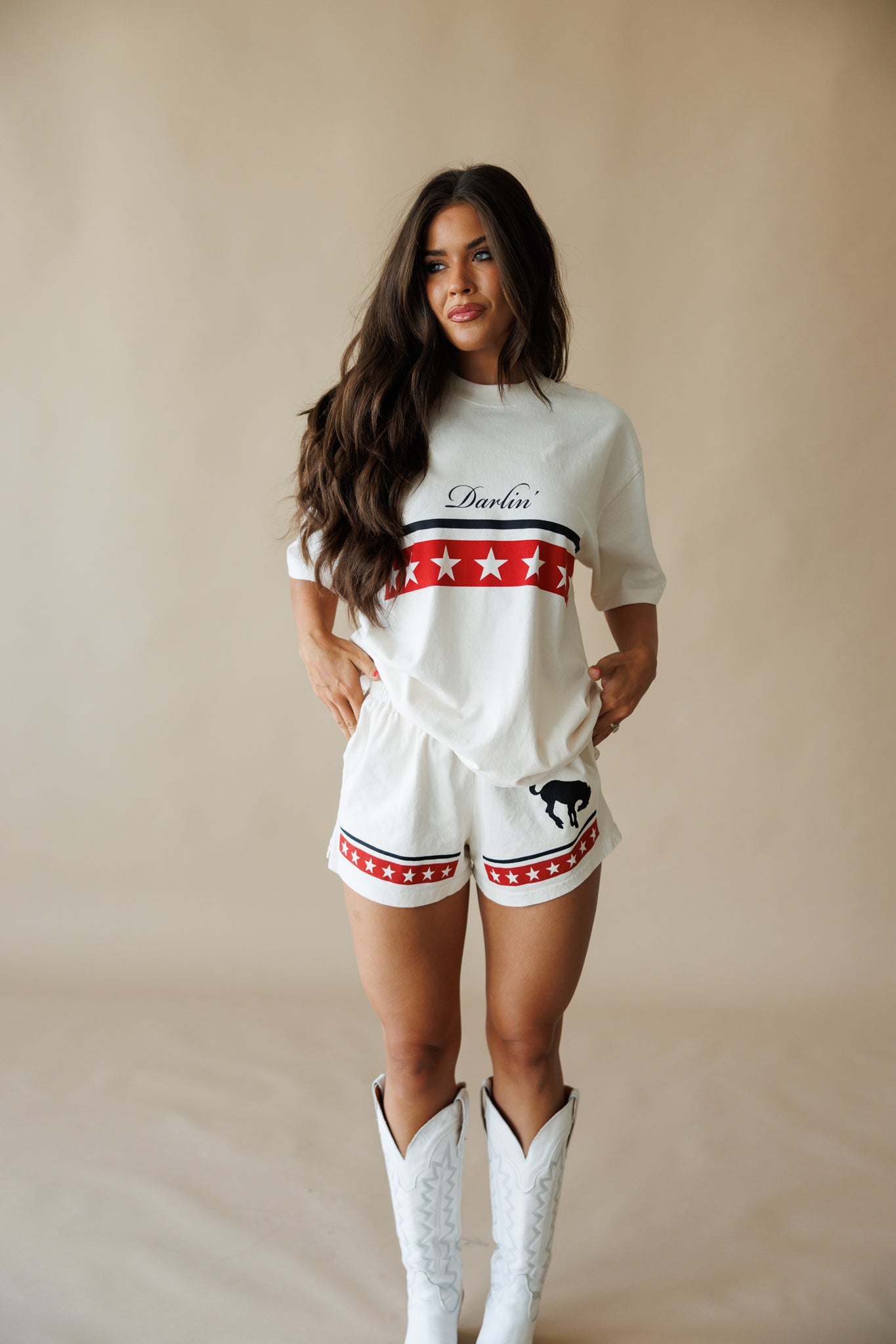 Spangled Short Sleeve Tee in Creme