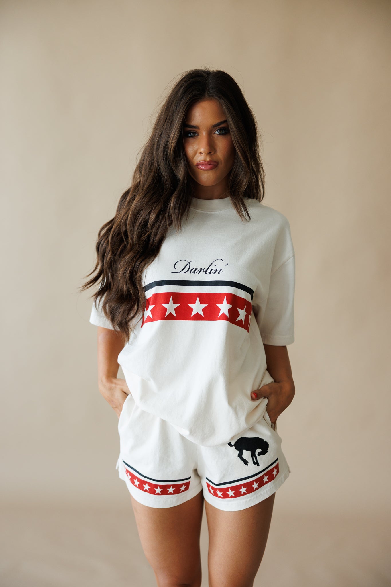 Spangled Heavy Jersey Short in Creme