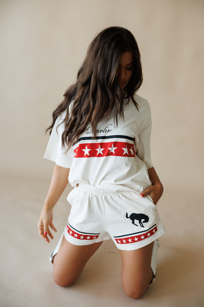 Spangled Short Sleeve Tee in Creme