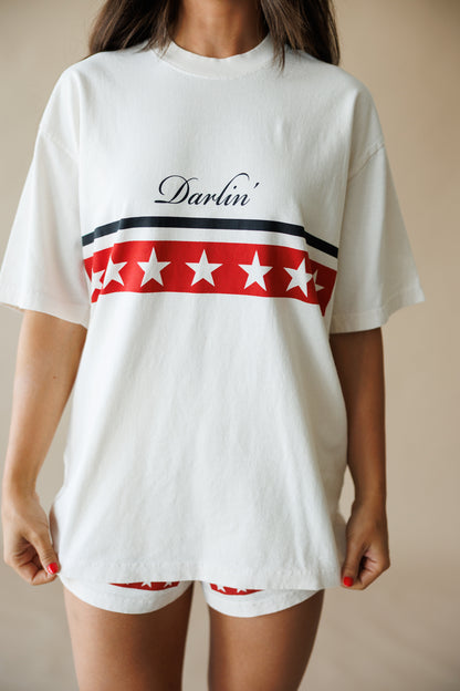 Spangled Short Sleeve Tee in Creme