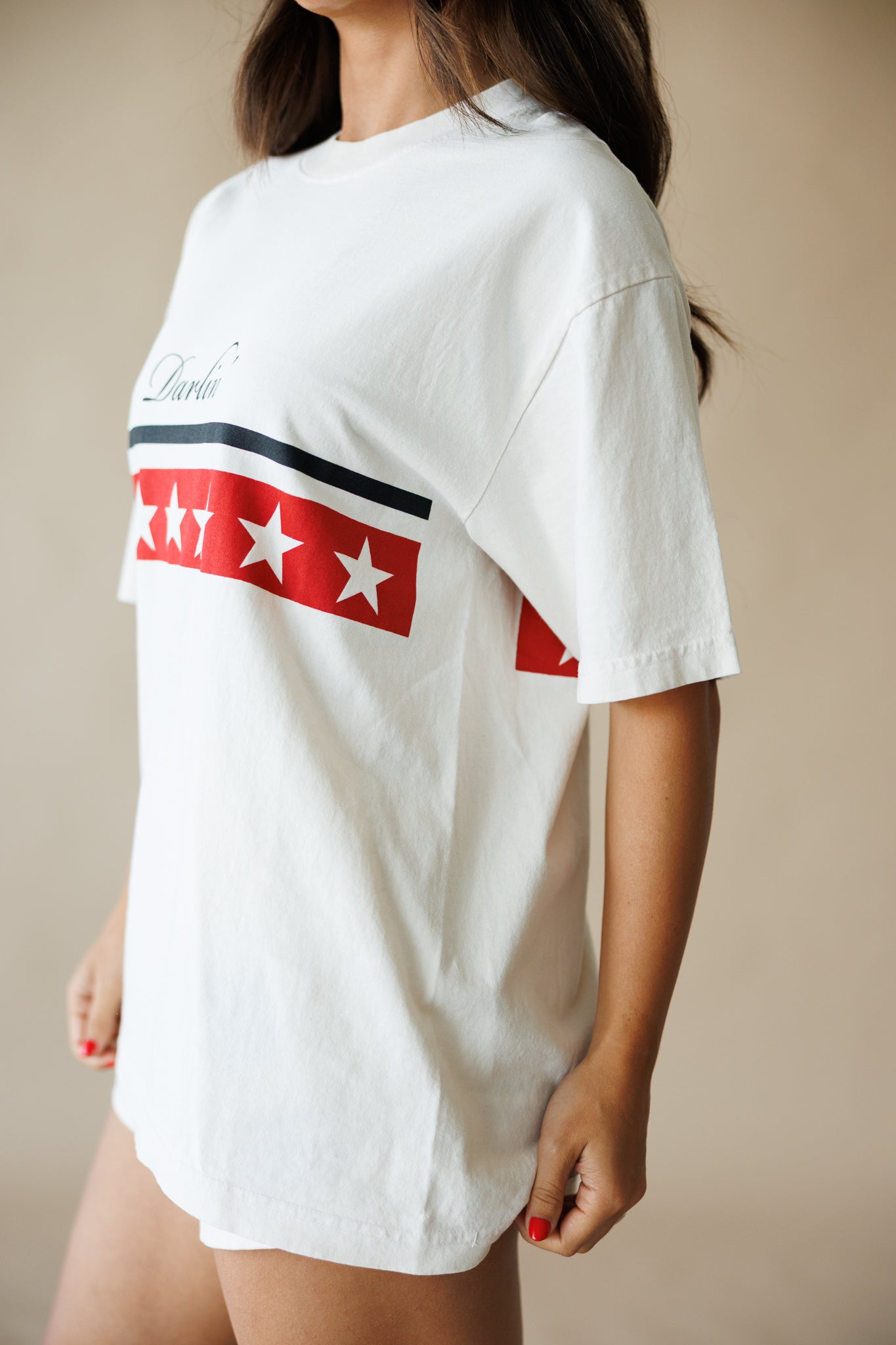 Spangled Short Sleeve Tee in Creme