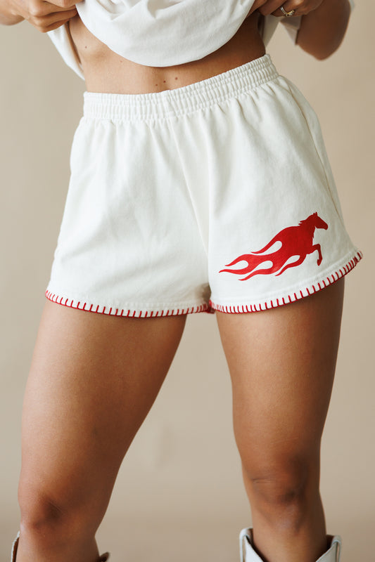 Hot Bronc Heavy Fleece Short in Creme