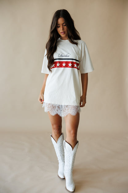 The "Ella" Lace Mini Skirt in White