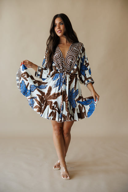 "Palma" Tassel Mini Dress in Brown