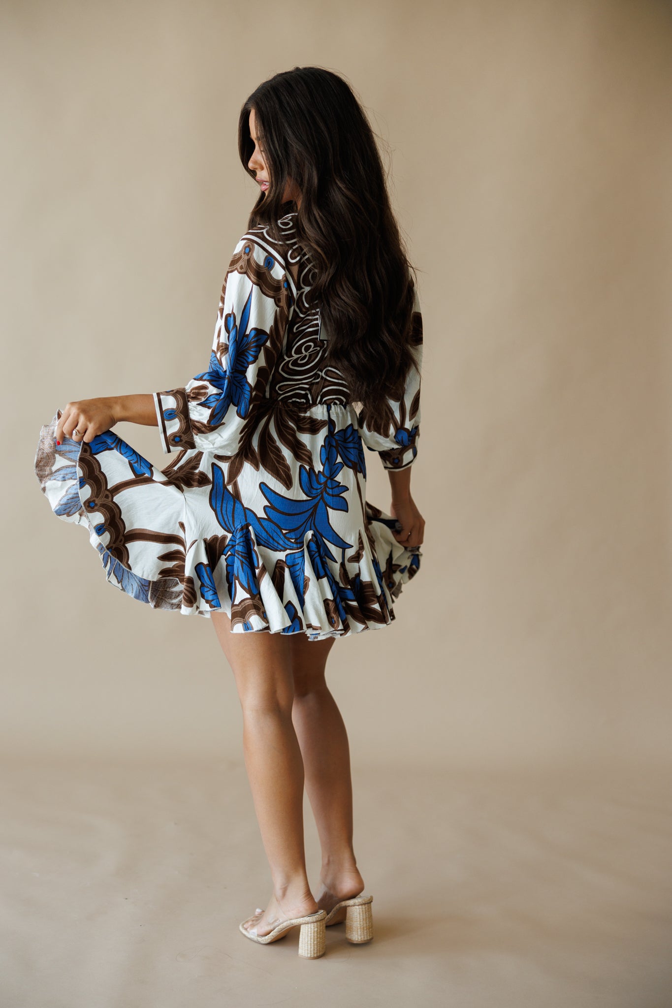 "Palma" Tassel Mini Dress in Brown