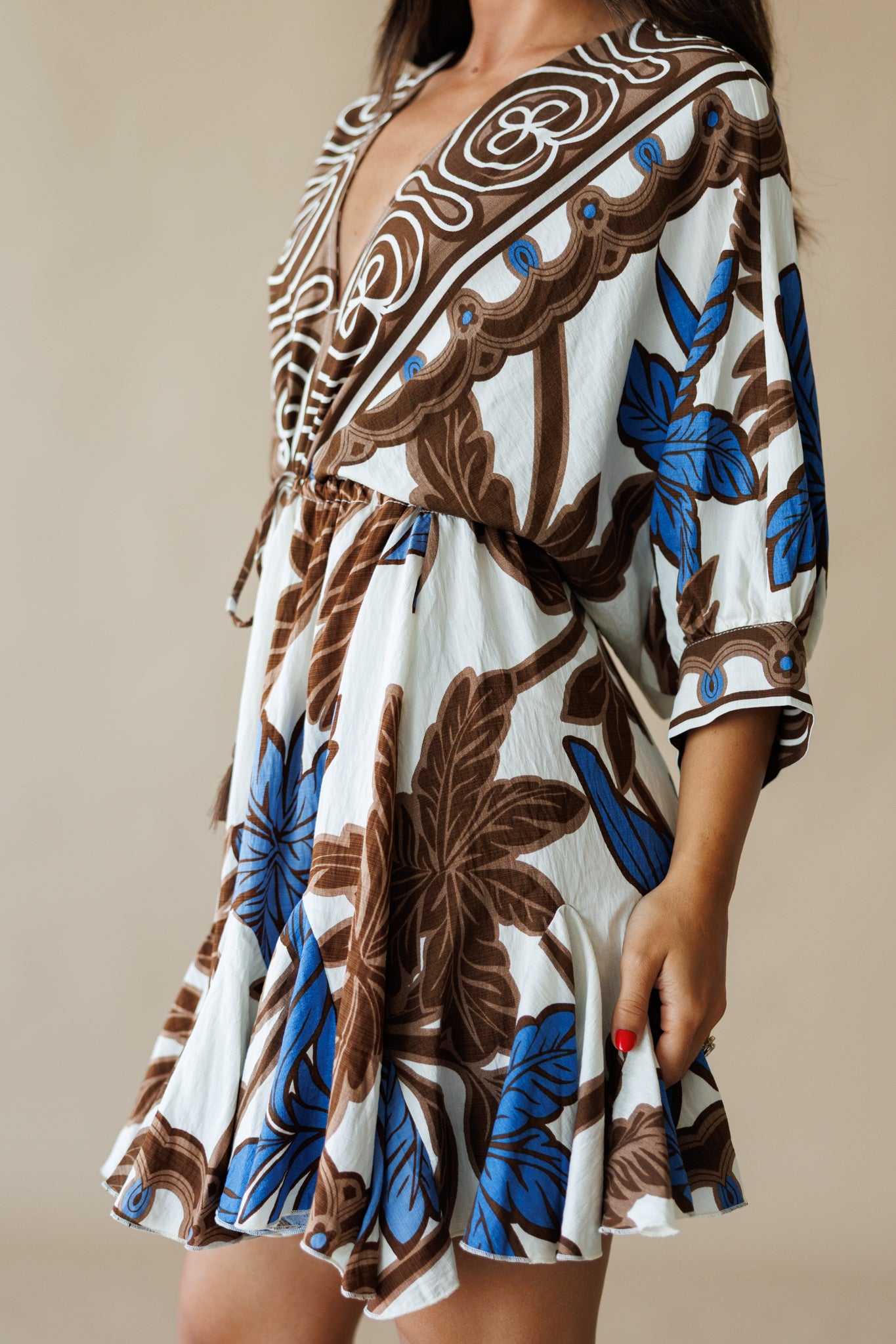 "Palma" Tassel Mini Dress in Brown