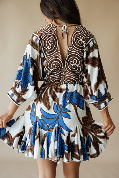 "Palma" Tassel Mini Dress in Brown