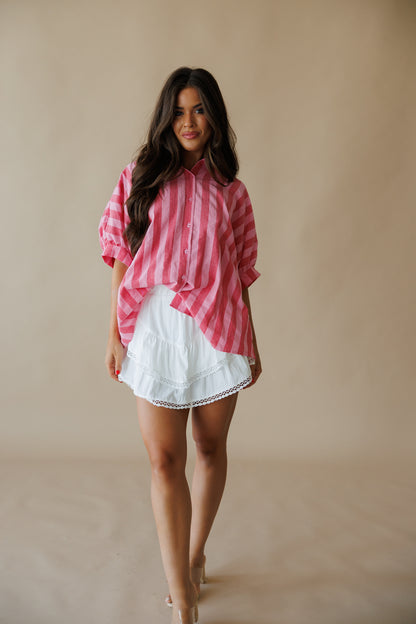 Striped Button Down Top in Pink