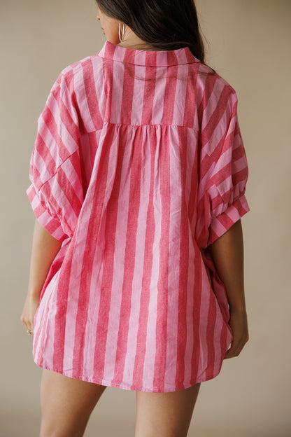 Striped Button Down Top in Pink