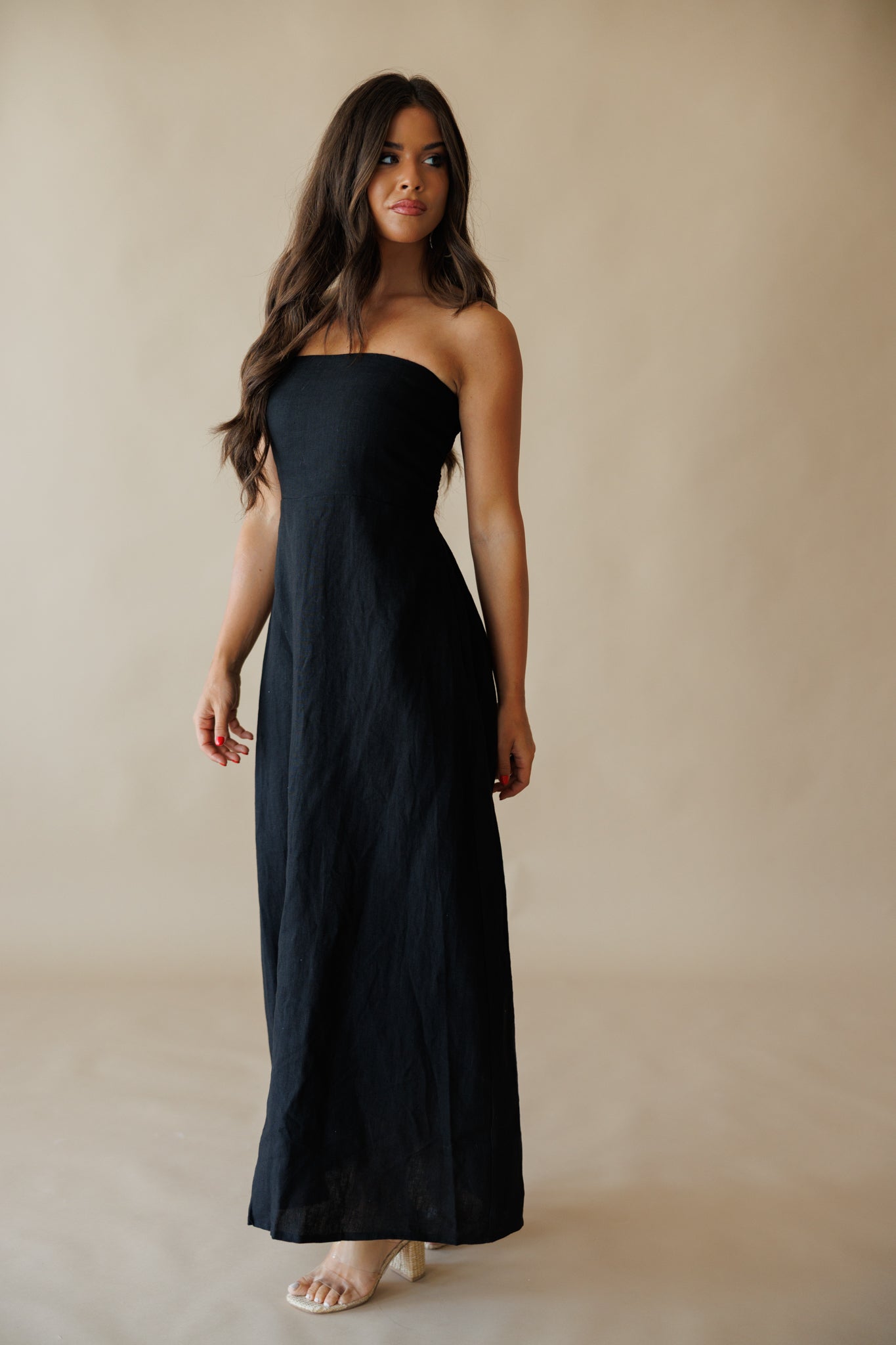 Olivia Black Linen Maxi Dress