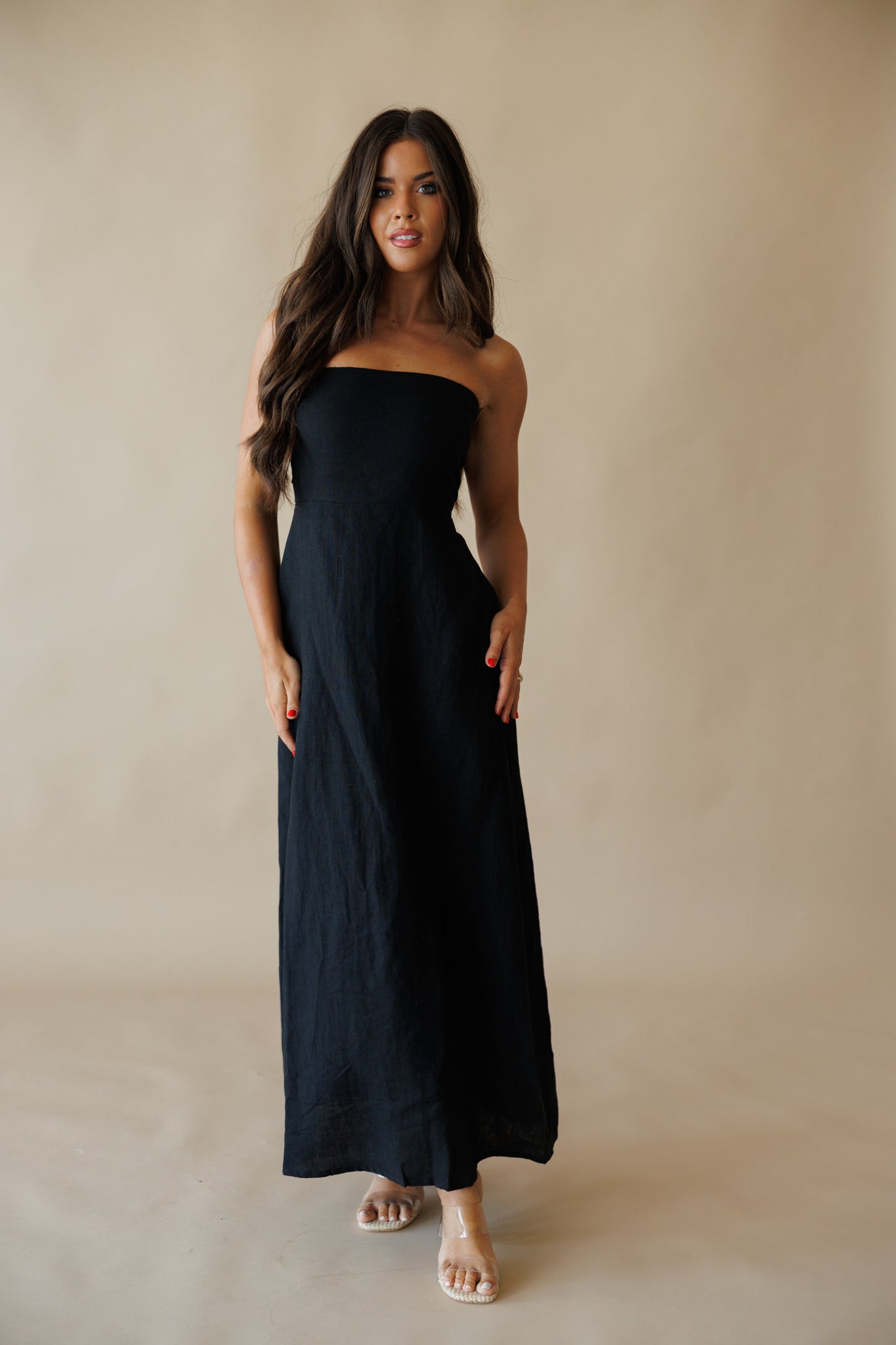Olivia Black Linen Maxi Dress