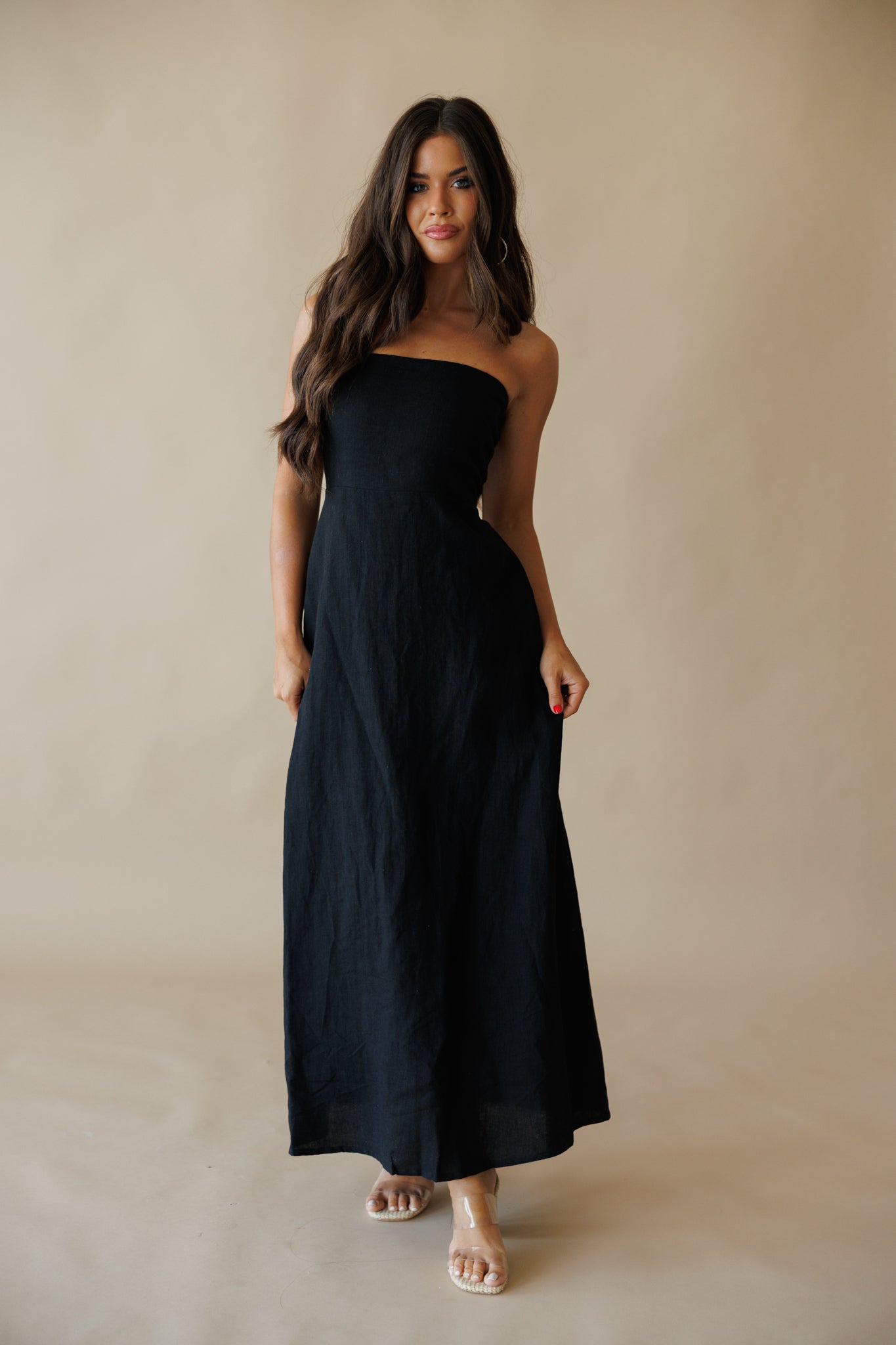 Olivia Black Linen Maxi Dress