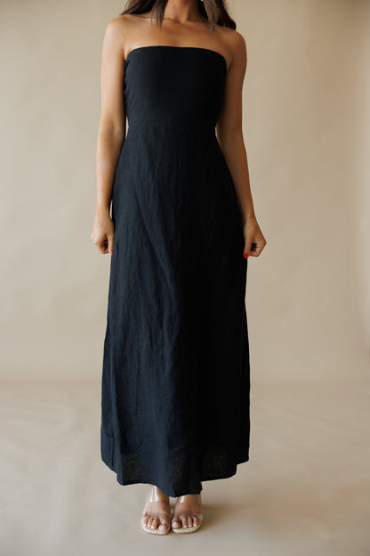 Olivia Black Linen Maxi Dress