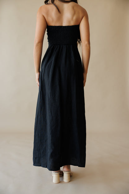 Olivia Black Linen Maxi Dress