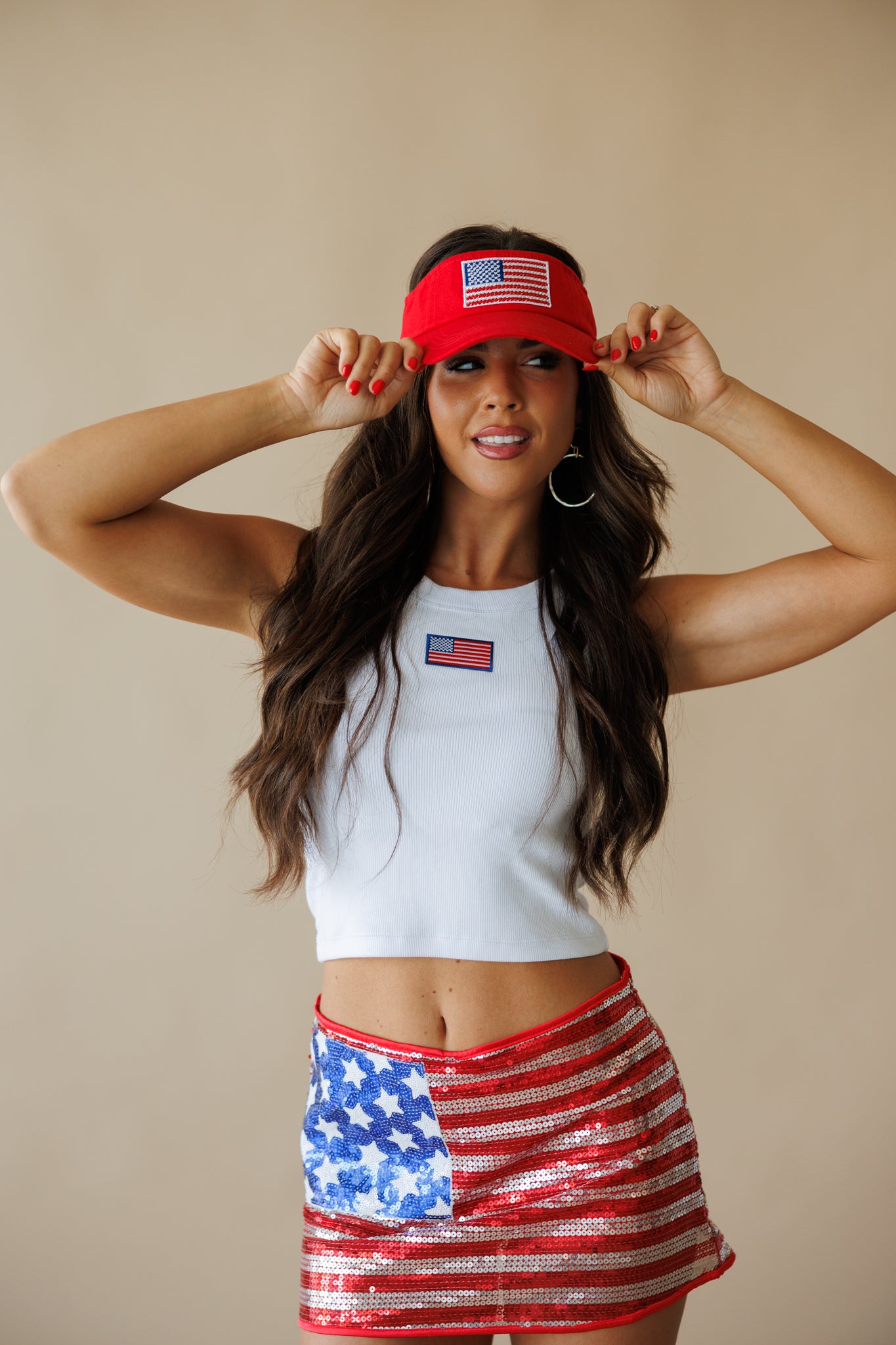 Crystallized Flag Cotton Visor in 3 Colors