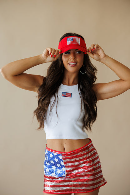 Crystallized Flag Cotton Visor in 3 Colors