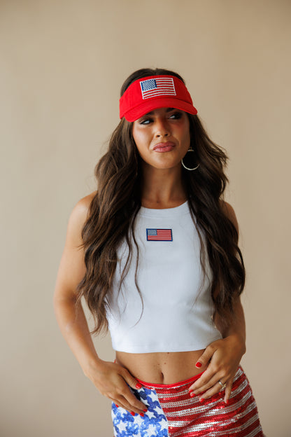 Crystallized Flag Cotton Visor in 3 Colors