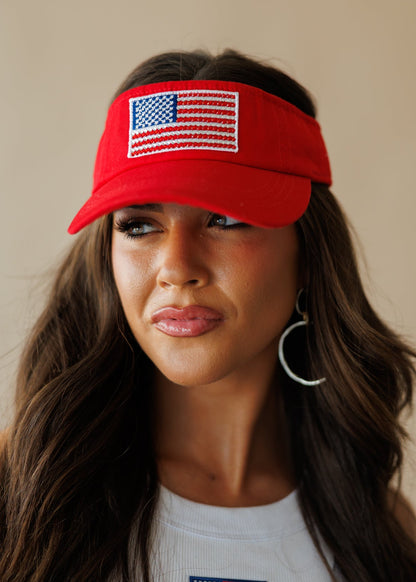 Crystallized Flag Cotton Visor in 3 Colors