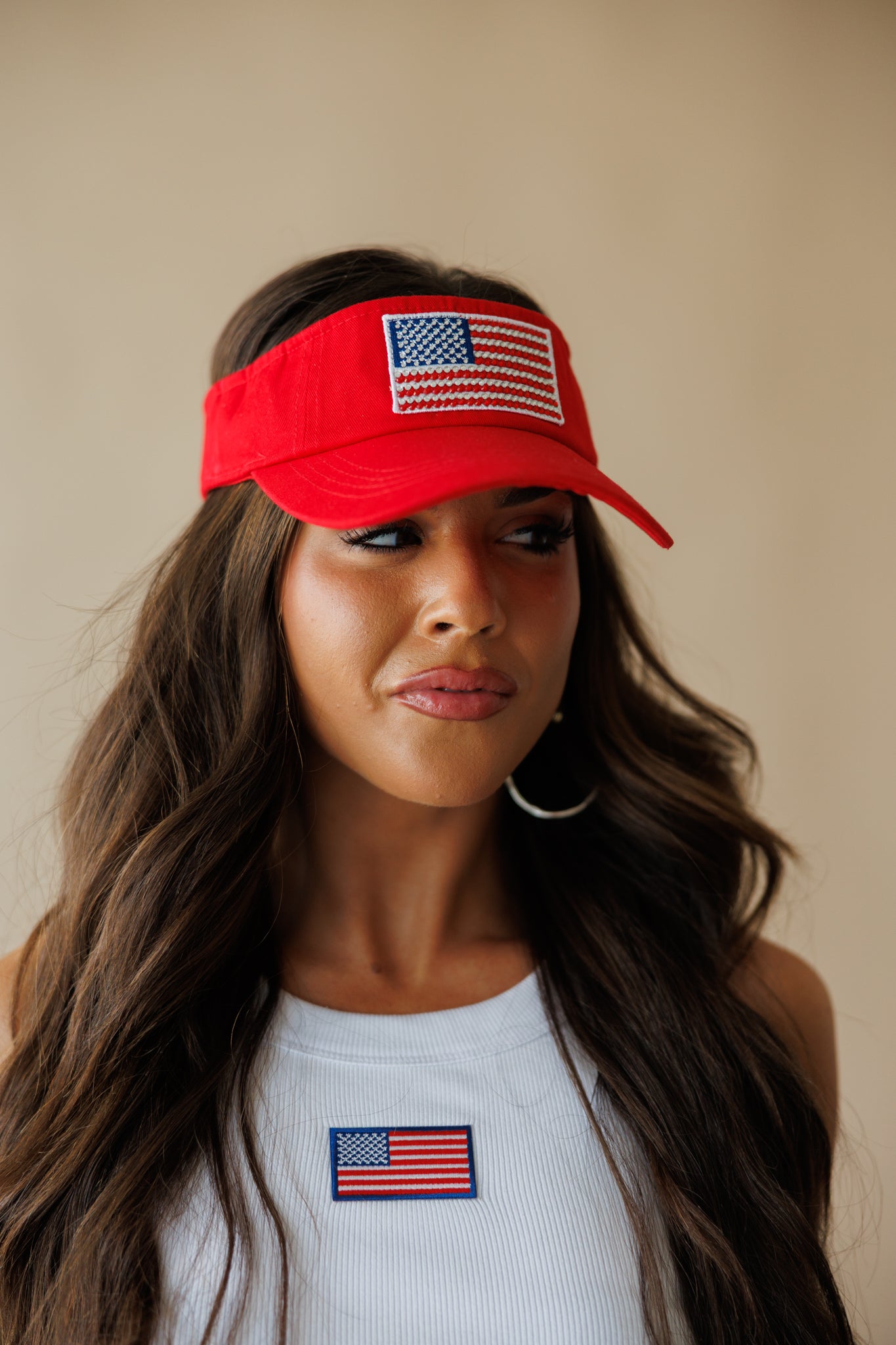Crystallized Flag Cotton Visor in 3 Colors