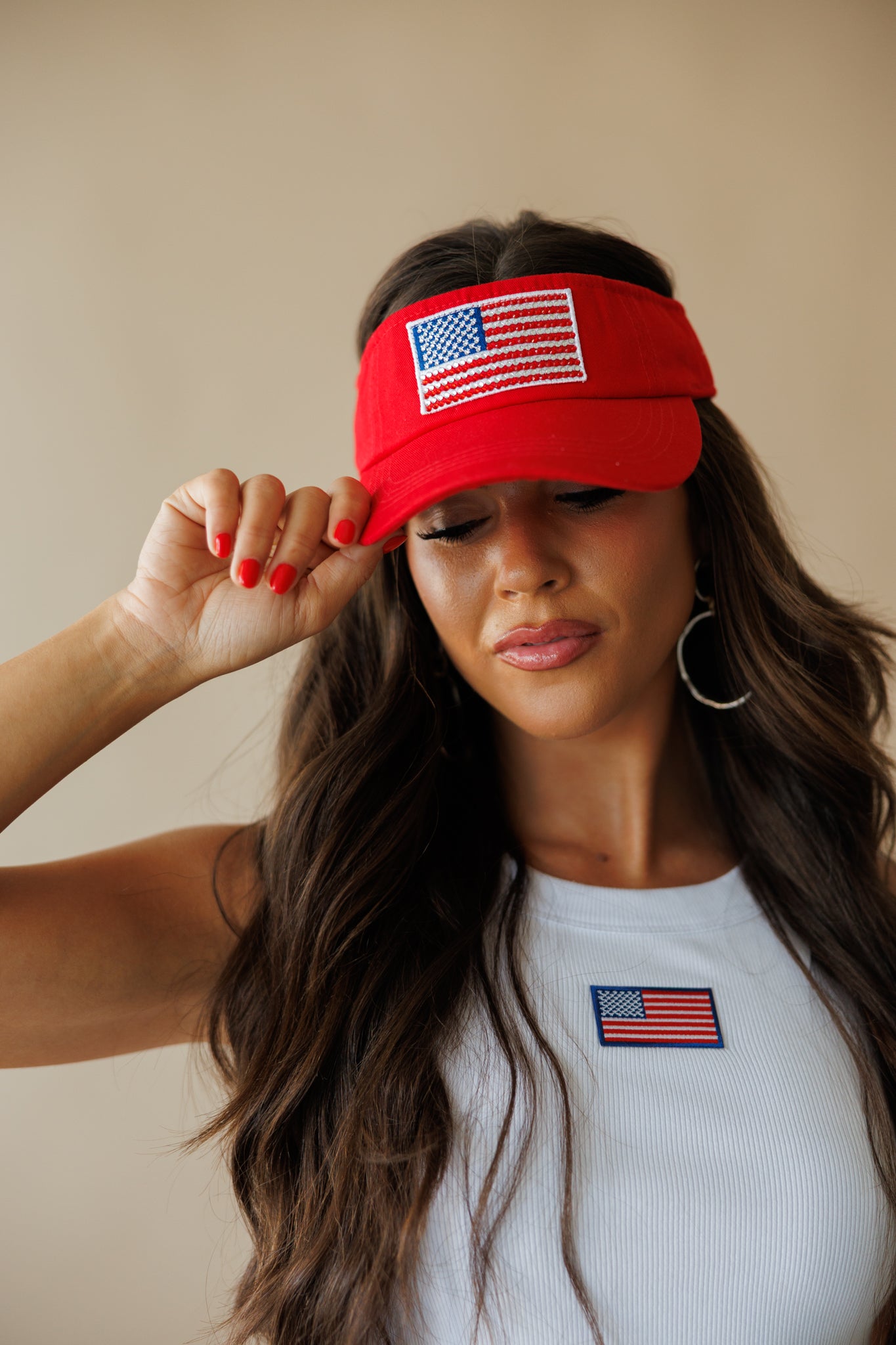 Crystallized Flag Cotton Visor in 3 Colors