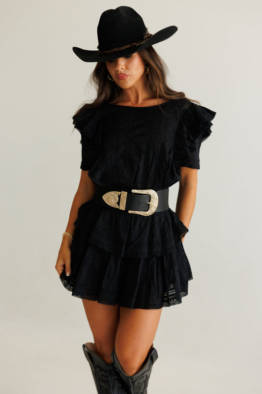 Natasha Heritage Mini Dress - Black