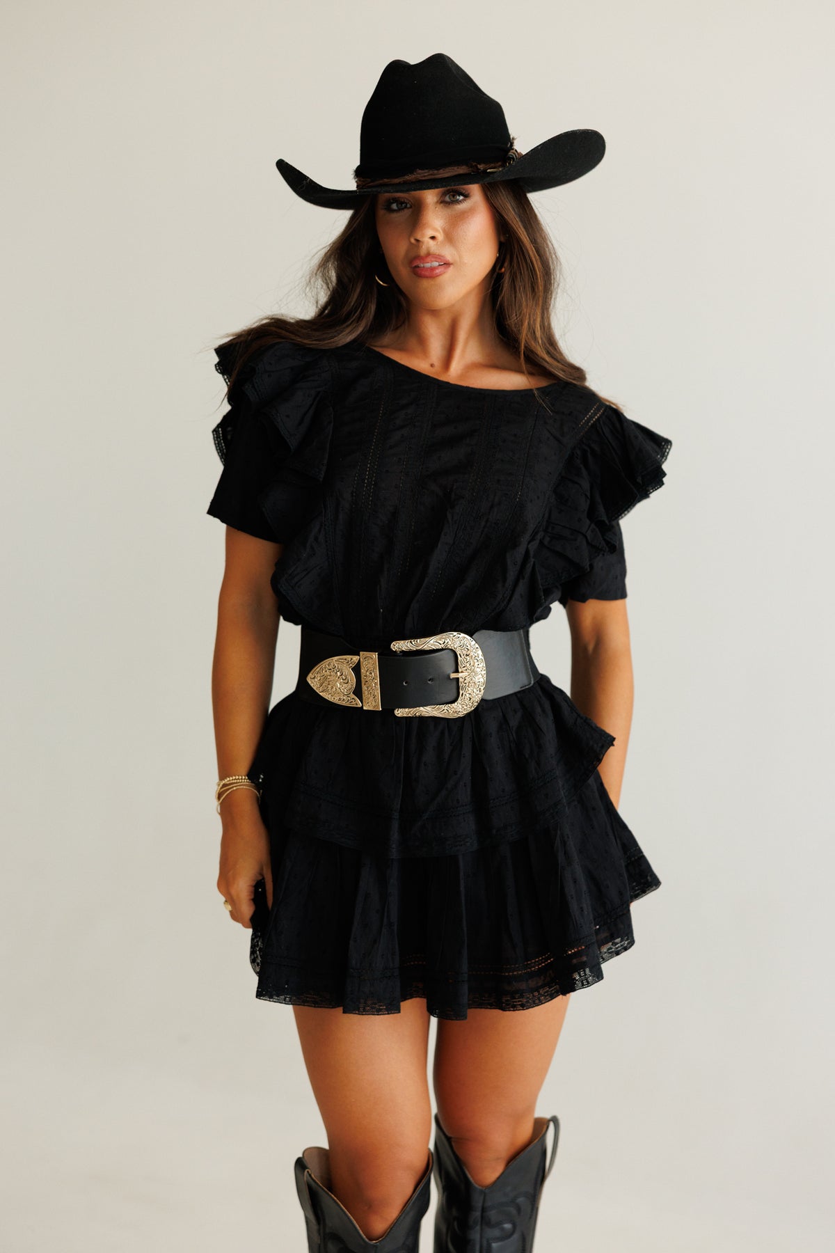 Natasha Heritage Mini Dress - Black